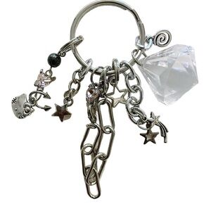 Handmade Hello Kitty Industrial Metal Silver Keychain